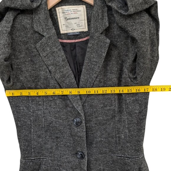 Cartonnier Anthropologie Blazer Jacket Womens Grey Single Breasted 2 Button Sz L - Picture 8 of 14